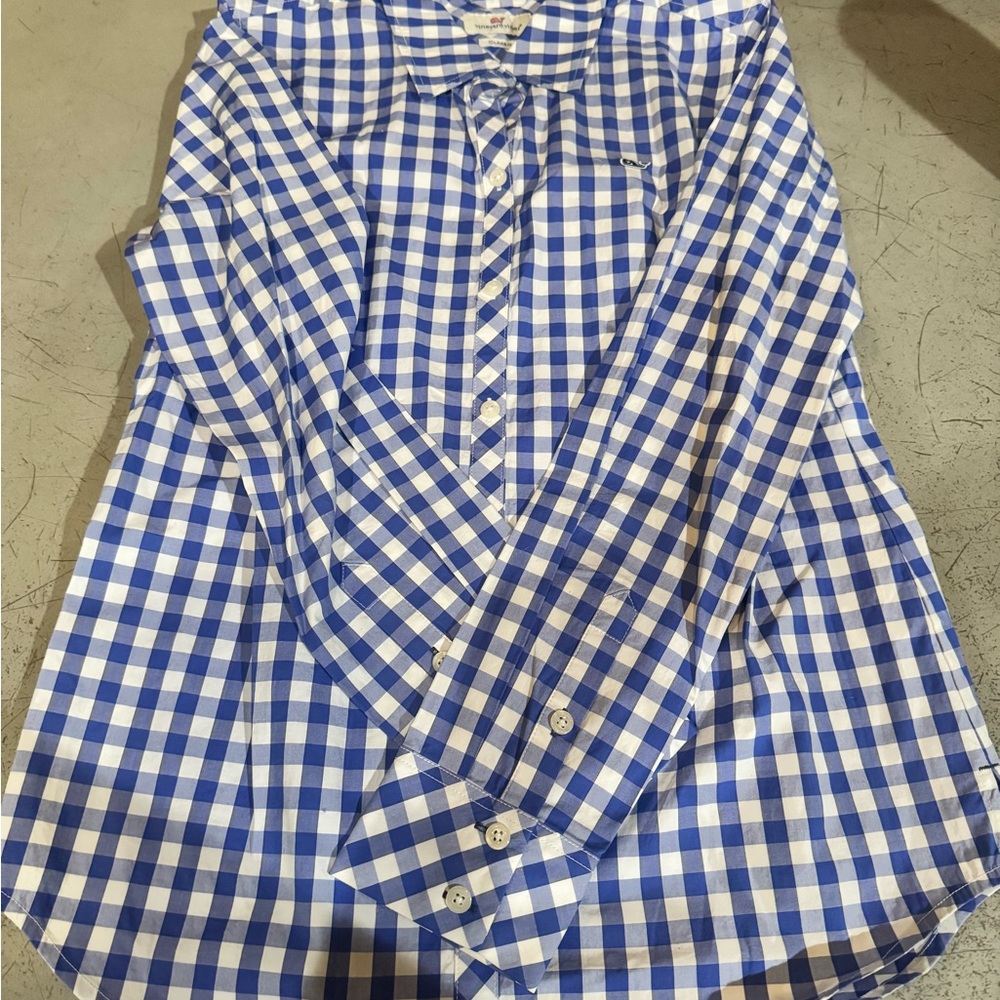 Vineyard Vines Blue and White Checkered Button Down Shirt